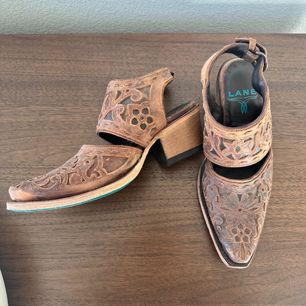Lane Robin Cutout Slingback Mules sz 7.5